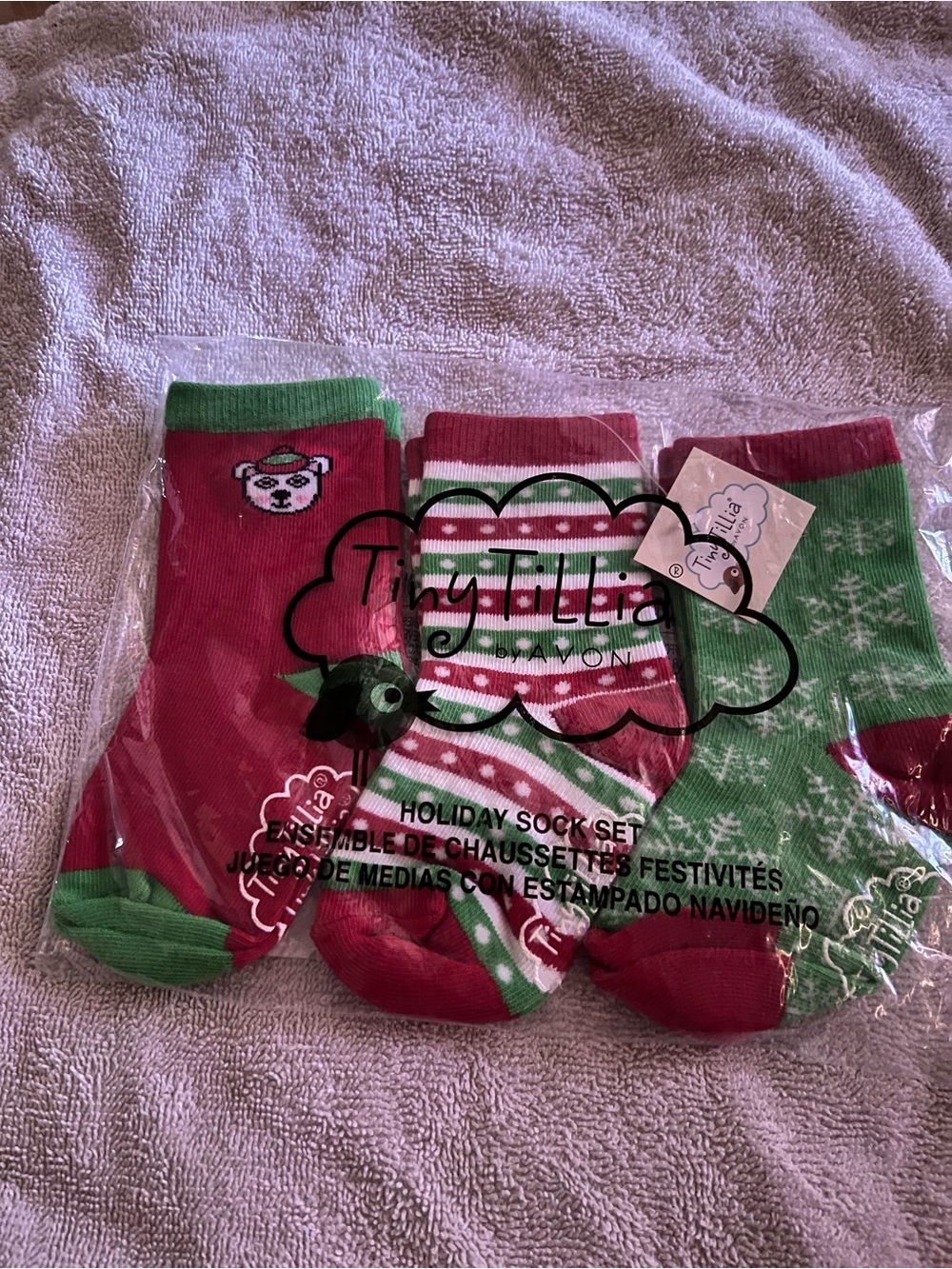 Avon Tiny Tilia Kids Holiday Socks - Red & Green